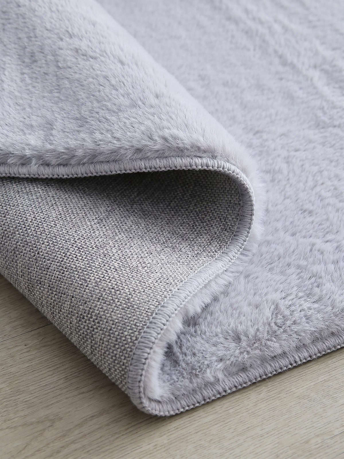 KURZFLORTEPPICH Waschbar NECKAR, einfarbig, aus Polyester, Silber, Ø 120 cm - Silberfarben, Textil (120/120cm) - KADIMA DESIGN