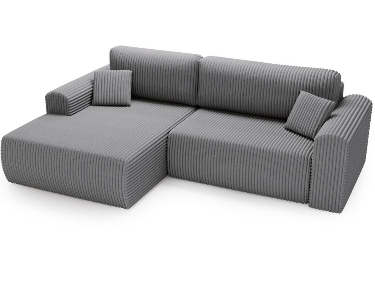 ECKSOFA Belvio Dunkelgrau Links - Dunkelgrau/Schwarz, Holz/Textil (257/177cm) - Graingold