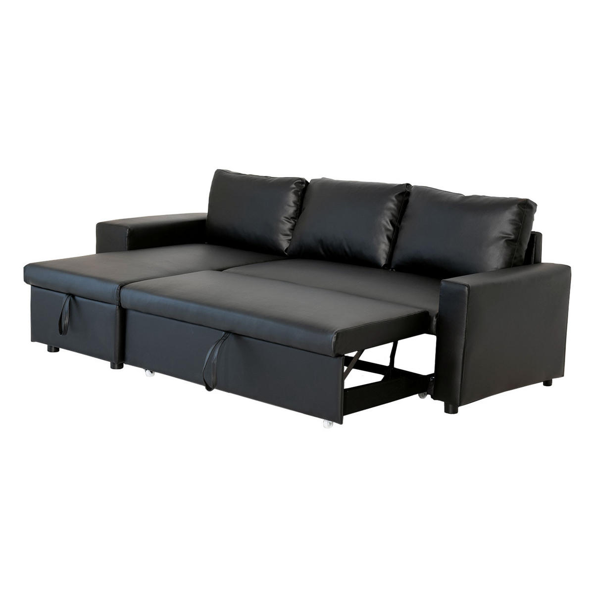 ECKSOFA Tony Schwarz 3 Plätze - Schwarz, Kunststoff (146/238cm) - Happy Garden