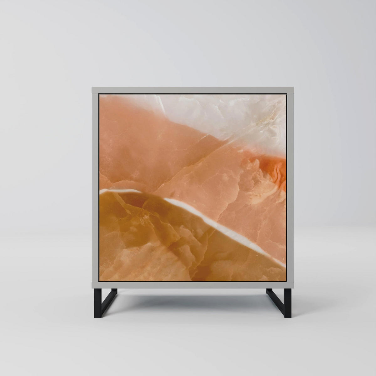 SIDEBOARD SANDHILLS SPLENDOUR, Grau, 57,5x42x75,5 cm, Goldfarbene Metallfüße - Goldfarben/Multicolor, Holzwerkstoff/Metall (57.5/75.5/42cm) - SpaceRebels