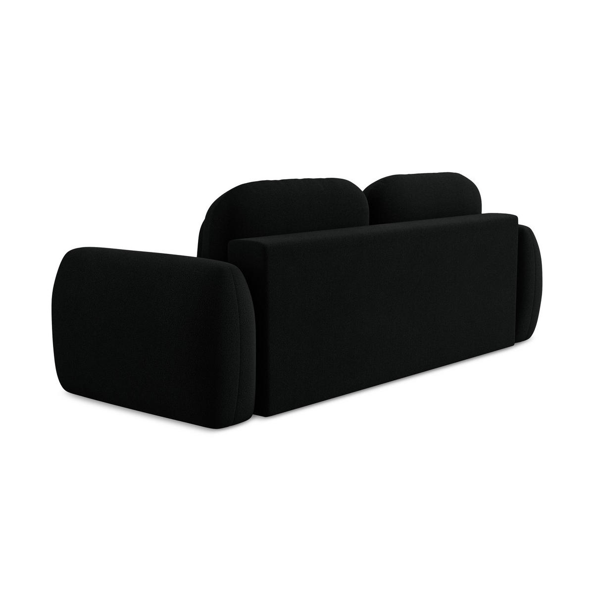 3-SITZER SOFA mit Schlaffunktion Bouclé Stoff Schwarz - Schwarz, Holzwerkstoff/Kunststoff (266/95/121cm) - LaMiaSofa