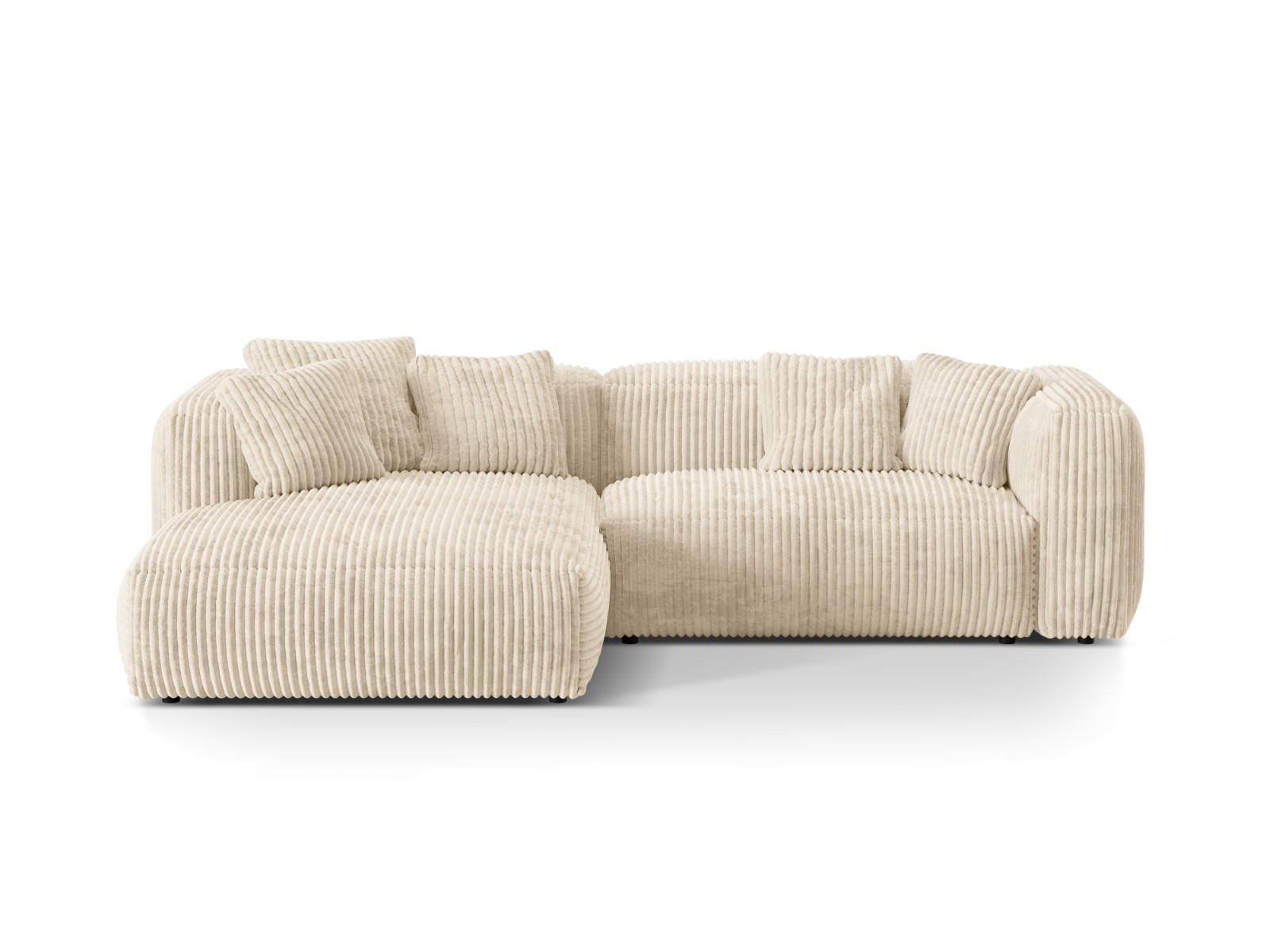 ECKSOFA modular links Martina aus Cord leichtes beige 2 Sitzplätze - Creme, Textil (176/283cm) - Micadoni