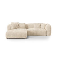 ECKSOFA modular links Martina aus Cord leichtes beige 2 Sitzplätze - Creme, Textil (176/283cm) - Micadoni