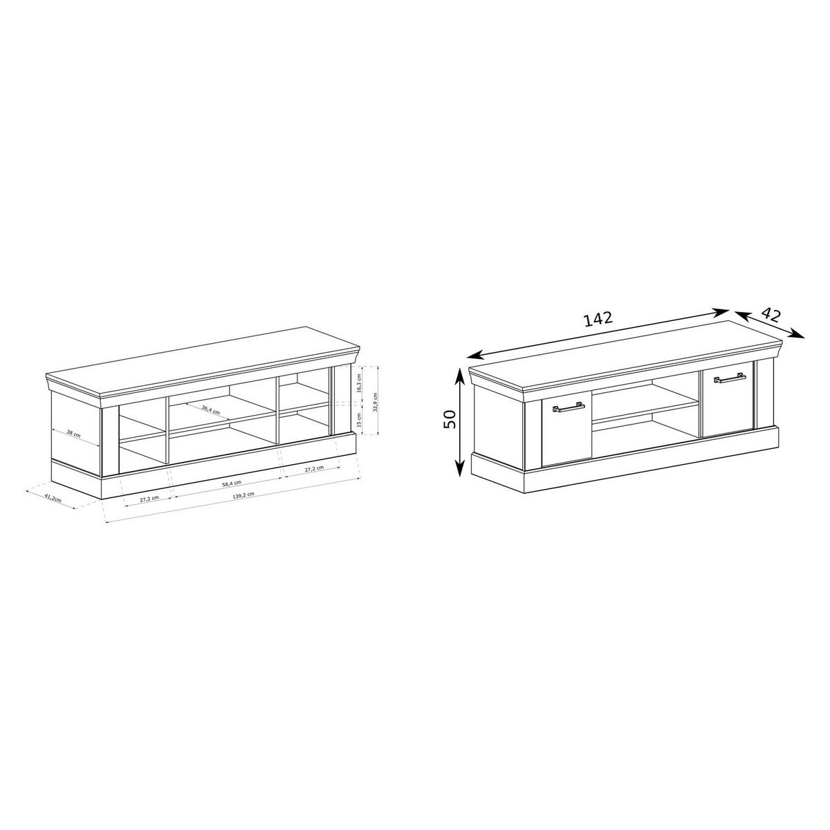 TV-LOWBOARD Antica New AN-4 142 x 50 x 42 cm Kraft Gold - Wildeiche, Holzwerkstoff/Metall (142/50/42cm) - Koseto