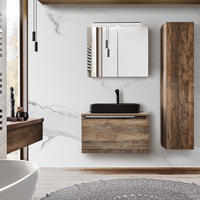 BADMÖBEL-SET 6-TLG. Puebla-56 - Schwarz/Braun, Holzwerkstoff (130/200/200cm) - Lomado