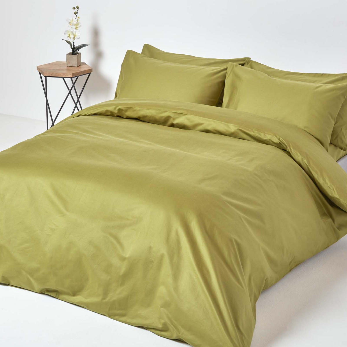 SPANNBETTLAKEN, Ägyptische Baumwolle, Fadendichte 1000 - Olivgrün, Textil (120/190cm) - Homescapes