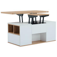 COUCHTISCH 100/51/47 cm höhenverstellbar mit Stauraum in Weiß und Naturholz - Weiß, Holzwerkstoff (100/51/47cm) - Flora Grace