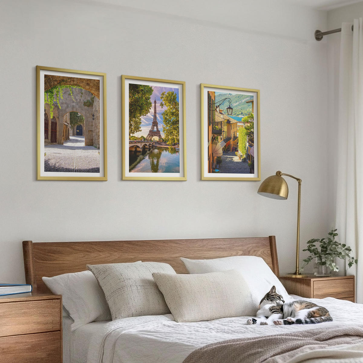 BILDER SET 3er Set - 40x60 cm Goldrahmen - Straßen der Eiffel-Architektur - Goldfarben, Kunststoff (40/60cm) - TULUP