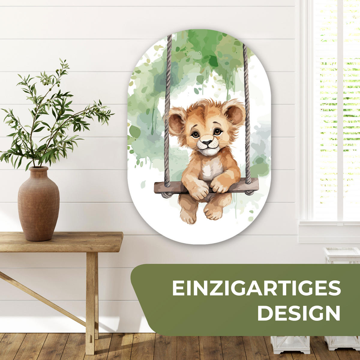WANDBILD Löwe - Tier - Kinder - Dschungel 60x90 cm - Hellbraun, Kunststoff (60/90cm) - MuchoWow