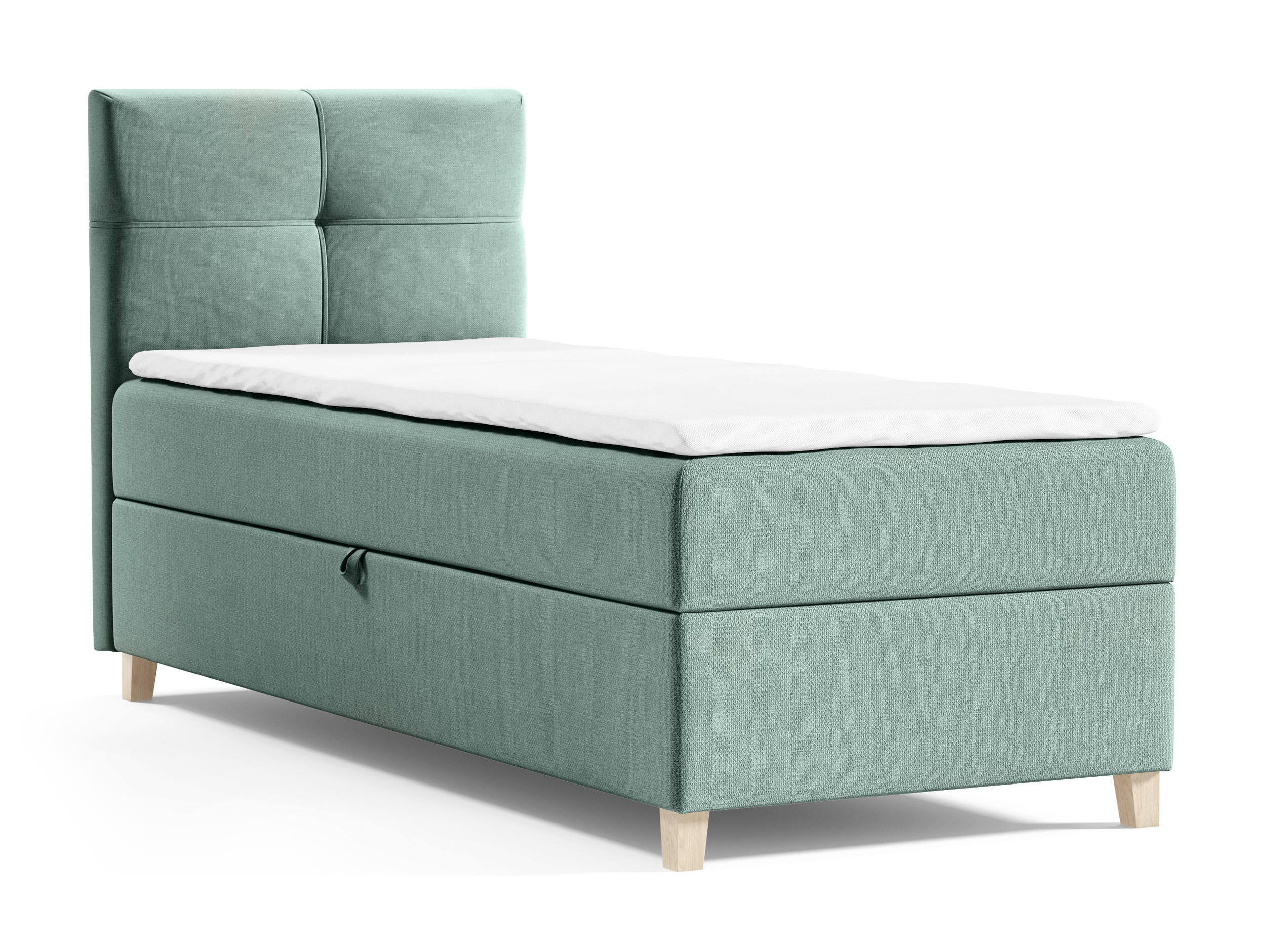 BOXBETT Candy Mini - 100x200 - grün (Soro 34, Chenille) - Beige/Grün, Holz/Holzwerkstoff (100/200cm) - Sofnet