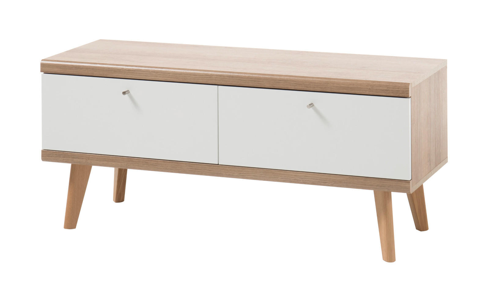 TV-LOWBOARD weiß, Eiche Riviera, TV-Unterteil skandinavisch, 107 x 50 cm - Eichefarben/Weiß, Holz/Holzwerkstoff (107/50/40cm) - Furn.Design