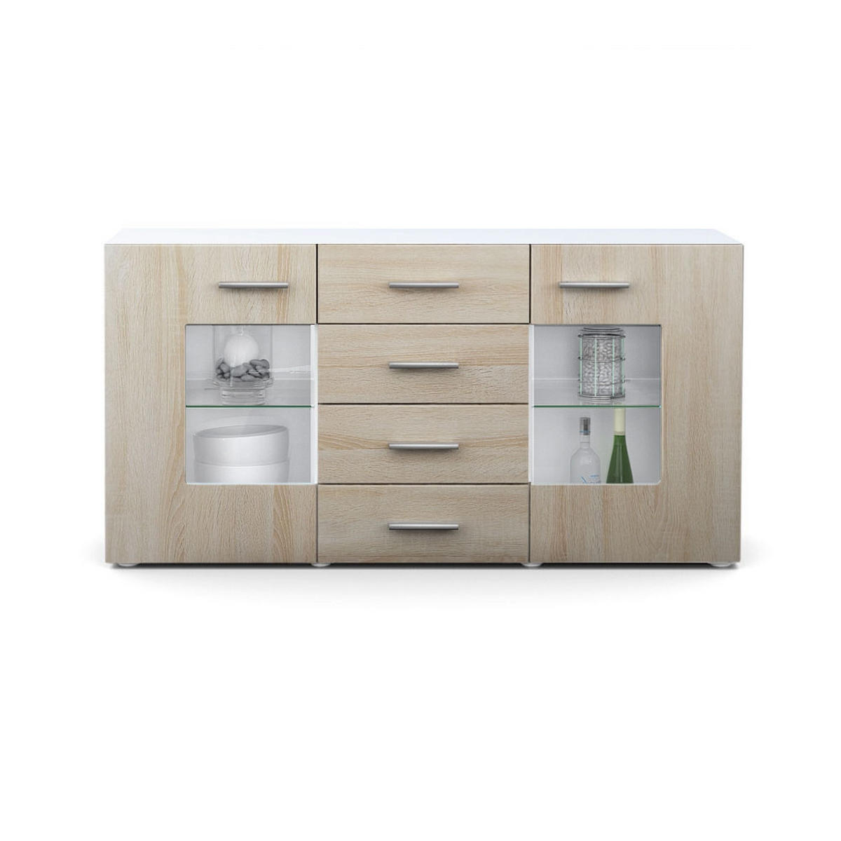 SIDEBOARD Noah Eiche sägerau - Eiche San Remo, Holzwerkstoff (139/72/35cm) - Vladon