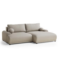ECKSOFA MIT SCHLAFFUNKTION Tallin Beige Webstoff - Beige/Schwarz, Holz/Holzwerkstoff (240/145cm) - Maison de Reve
