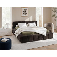 POLSTERBETT Miley Braun 180/200 cm Samt mit Bettkasten - Braun, Holz/Textil (180/200cm) - wonello