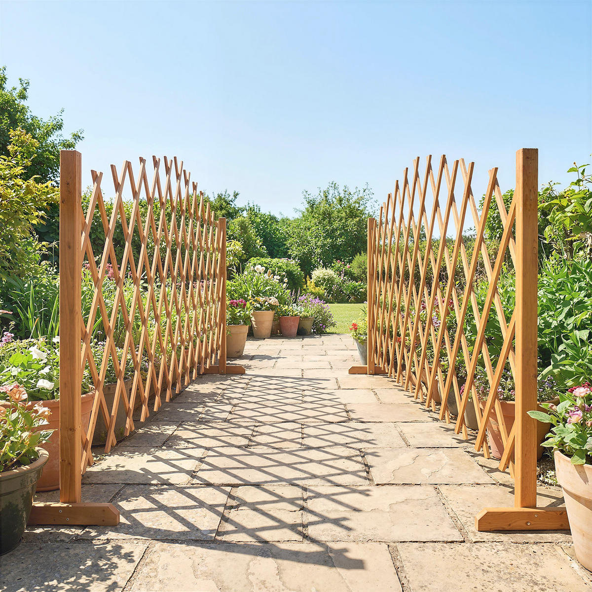 SCHERENGITTER 2er Set Tannenholz Braun - Braun, Holz (30/103cm) - Outsunny