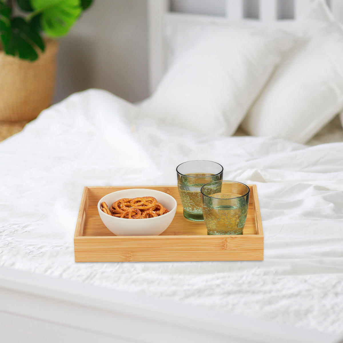 ZÁSOBNÍK - světle hnědá, dřevo/kompozitní dřevo (34.5/5/25cm) - Relaxdays