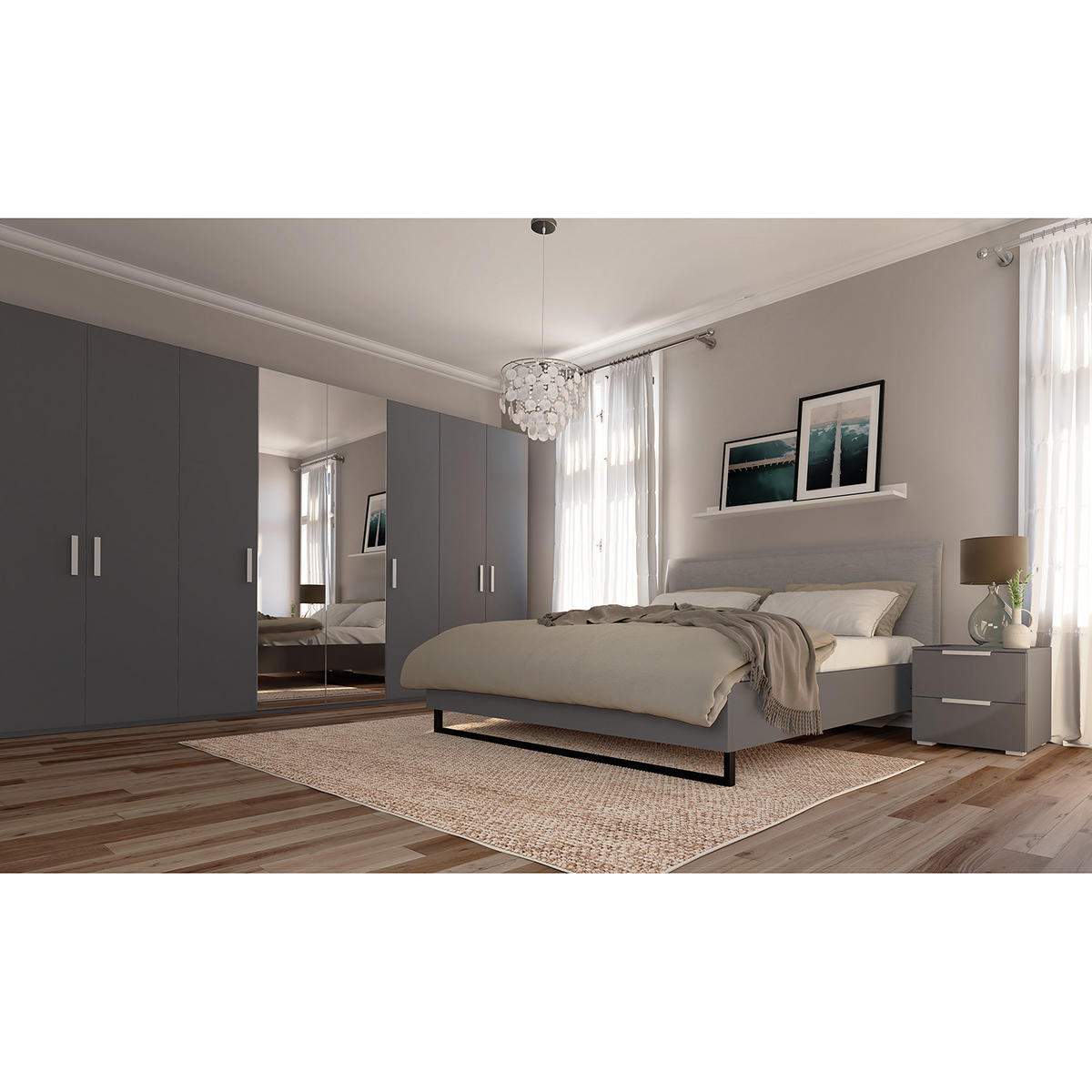 DREHTÜRENSCHRANK - Graphitfarben, Holzwerkstoff (360/236/60cm) - home24