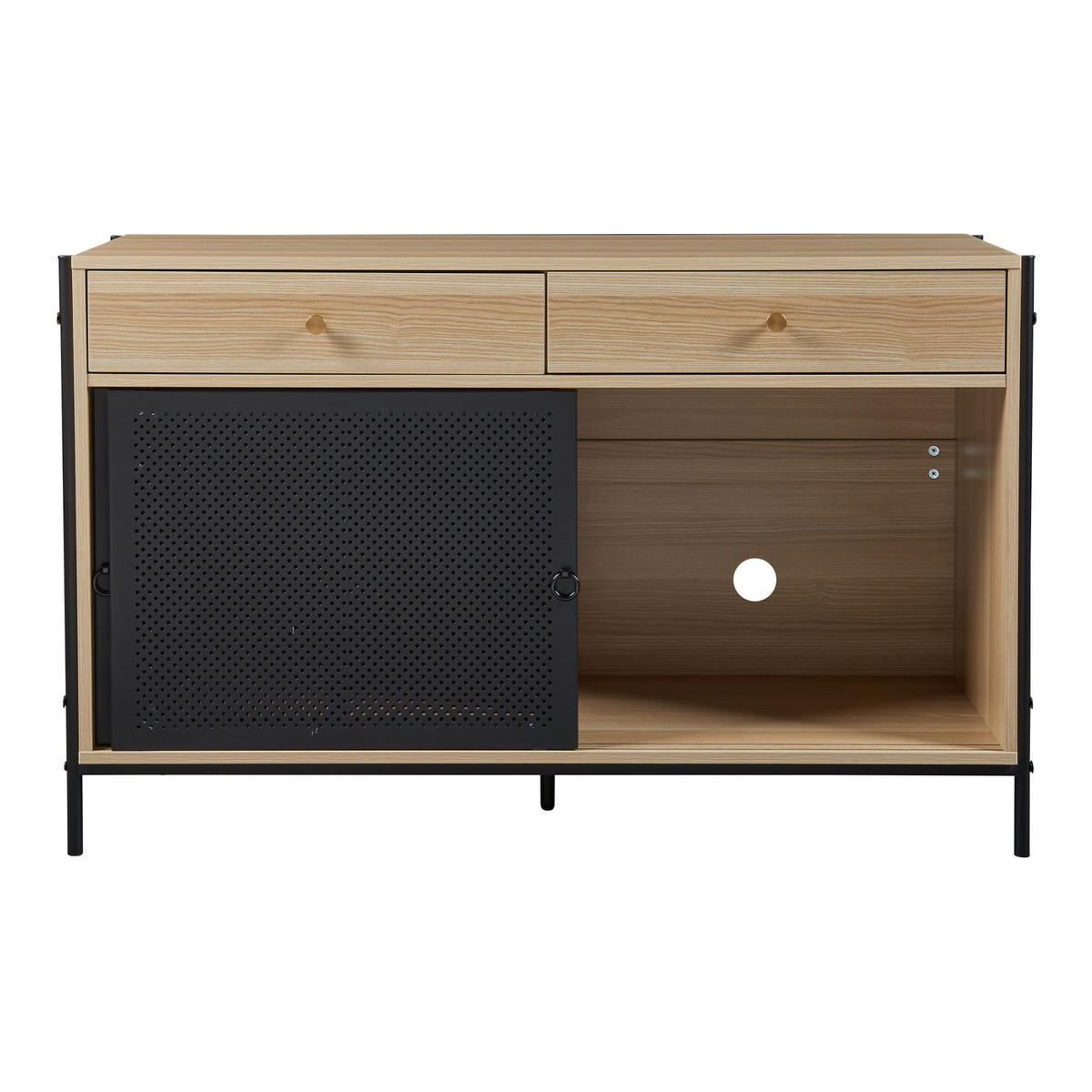 FERNSEHSCHRANK Tysnes - Eichefarben/Schwarz, Holzwerkstoff/Metall (40/75/120cm)