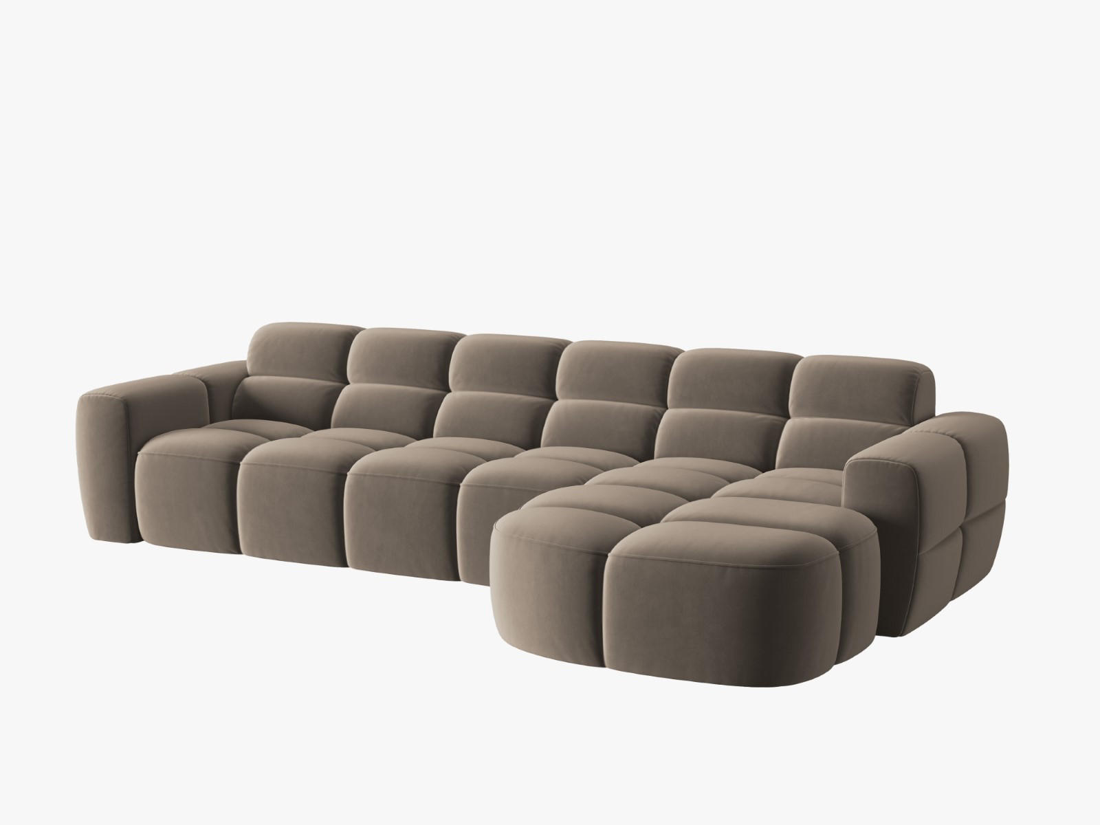 ECKSOFA rechts Lisa aus Samt hellbraun 4 Sitzplätze - Hellbraun, Textil (170/310cm) - Micadoni