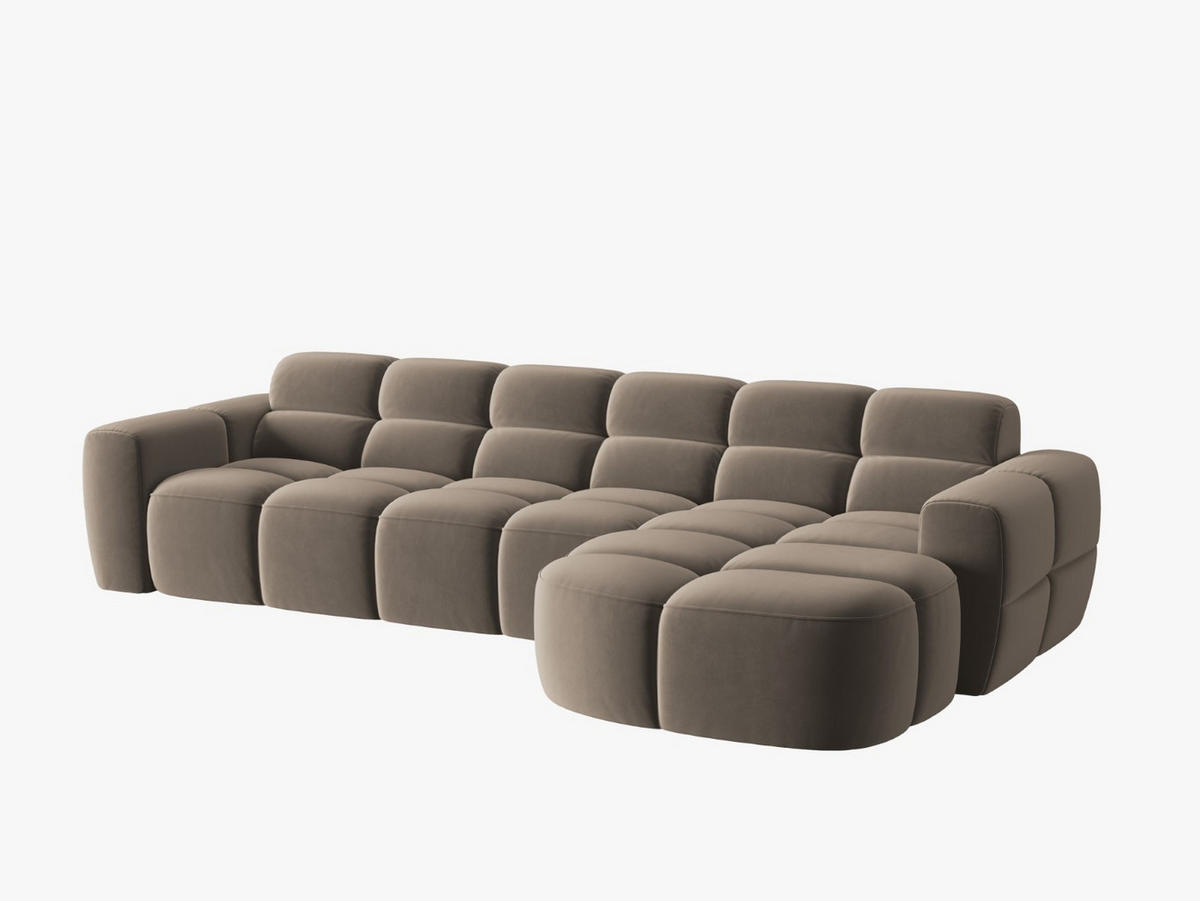 ECKSOFA rechts Lisa aus Samt hellbraun 4 Sitzplätze - Hellbraun, Textil (170/310cm) - Micadoni
