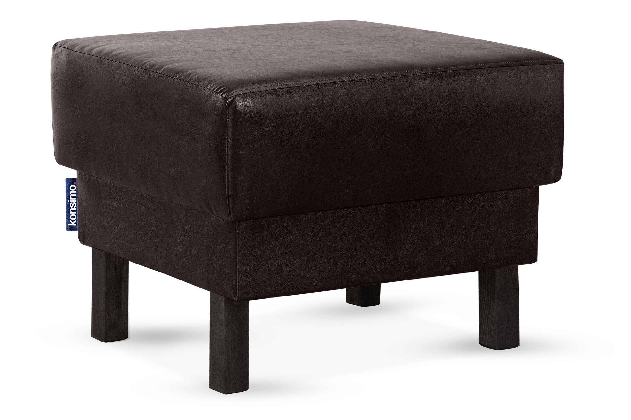 SITZHOCKER ESPECTO auf hohen Holzbeinen, dunkelbraun - Dunkelbraun/Schwarz, Textil (58/47/56cm) - KONSIMO®