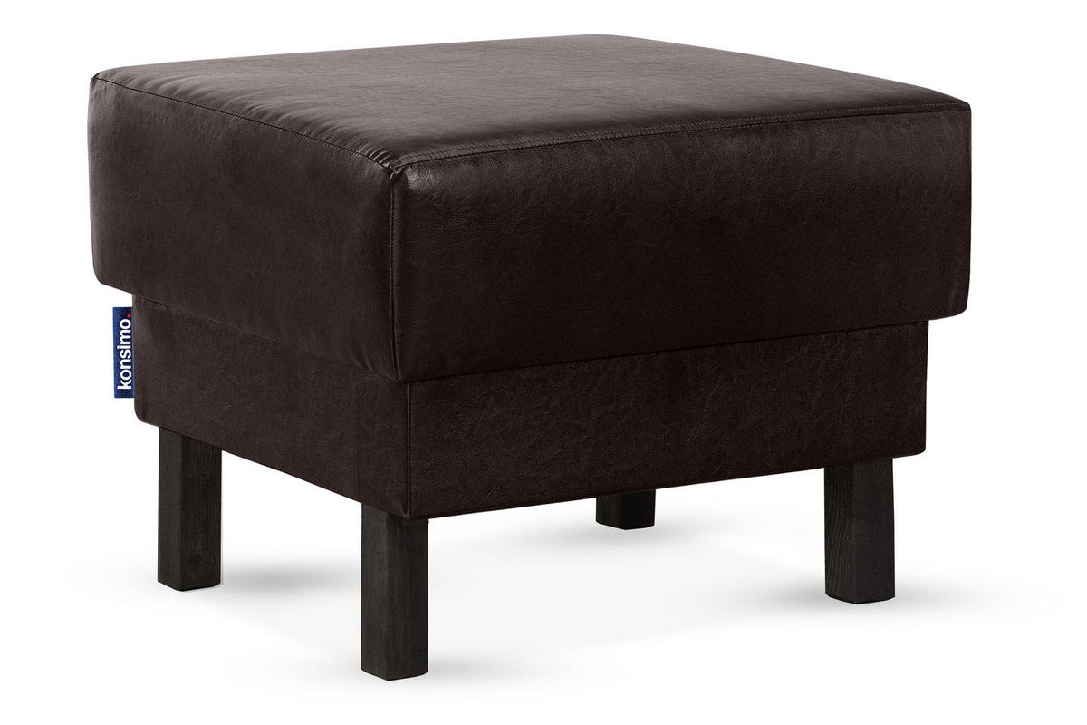 SITZHOCKER ESPECTO auf hohen Holzbeinen, dunkelbraun - Dunkelbraun/Schwarz, Textil (58/47/56cm) - KONSIMO®