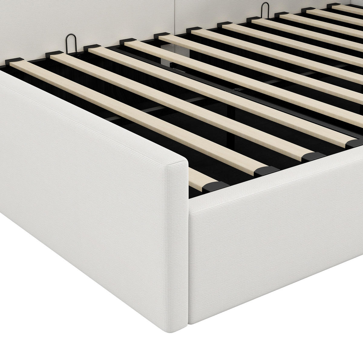 GEPOLSTERTES Tagesbett 140x200 cm aus MDF & Sperrholz mit Unterstauraum, beige - Beige, Holzwerkstoff (140/200cm) - Luhomfu