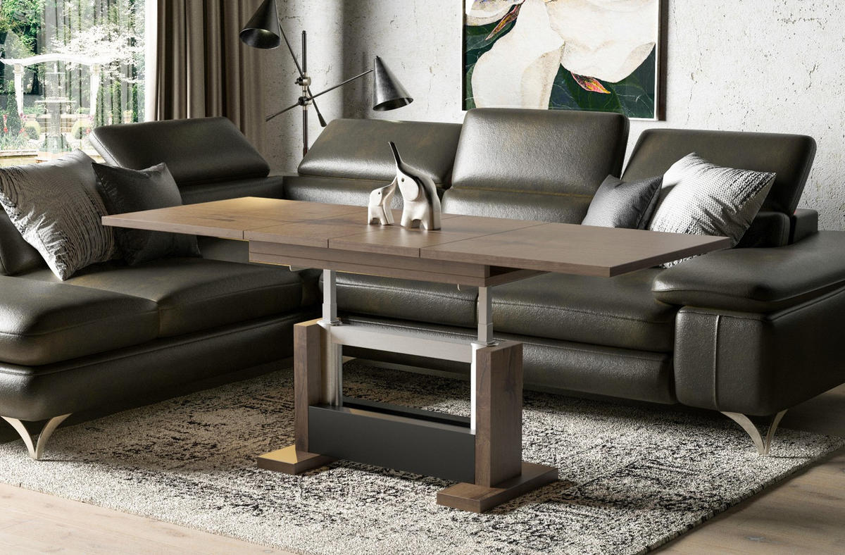 COUCHTISCH Kella höhenverstellbar ausziehbar bis 170 cm - Mooreichefarben, Holzwerkstoff (110/65/58cm) - Endo-Moebel