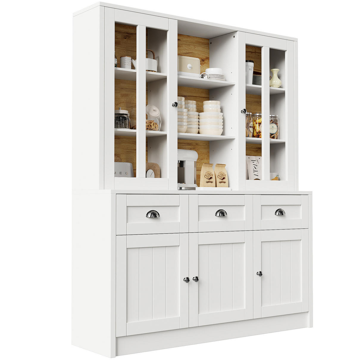 HOCHSCHRANK mit Acryl-Türen und verstellbaren Einlegeböden, 140/38,5/175 cm, Weiß - Weiß, Holzwerkstoff (140/175/38.5cm) - Redom