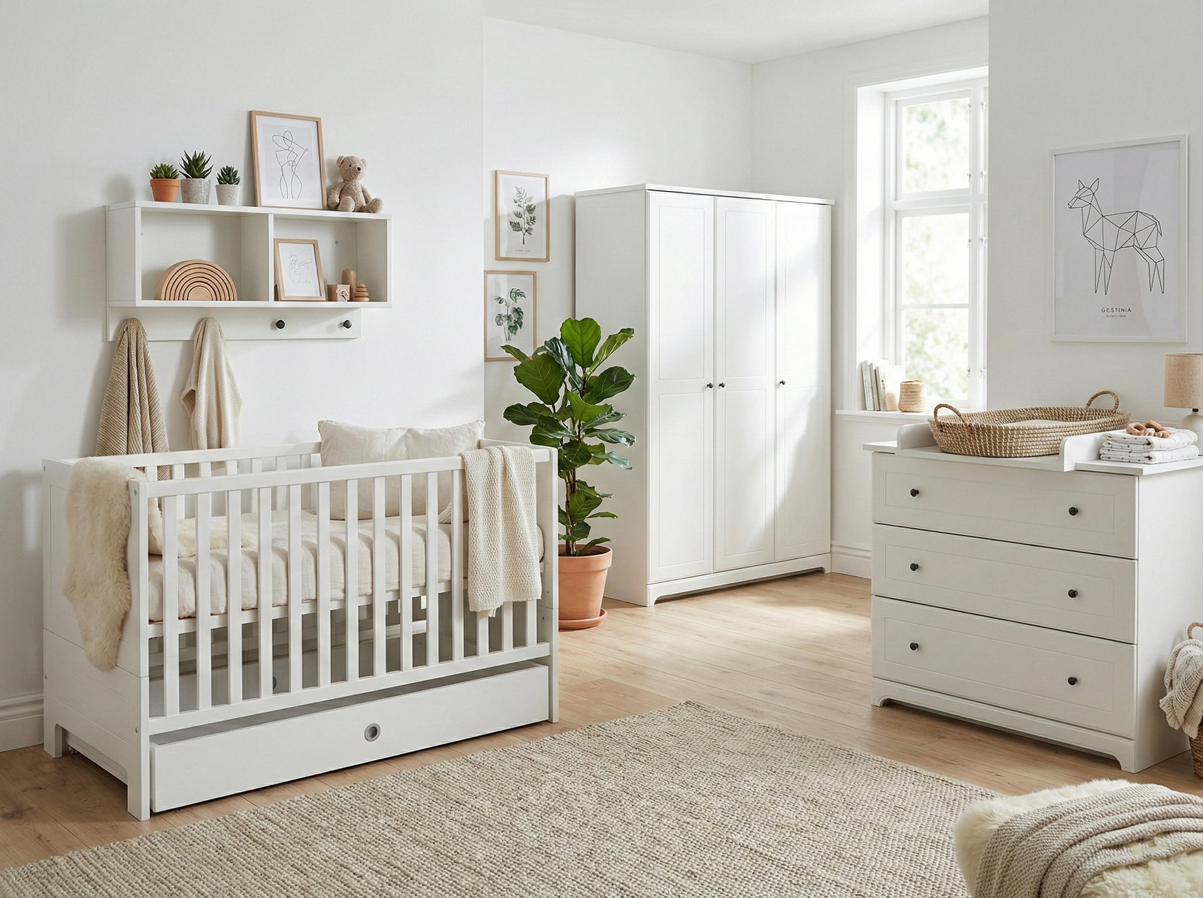 BABYZIMMER Mega-Set Thilo 6-tlg. - Schwarz/Weiß, Holzwerkstoff/Metall (1/1/1cm) - arthur berndt