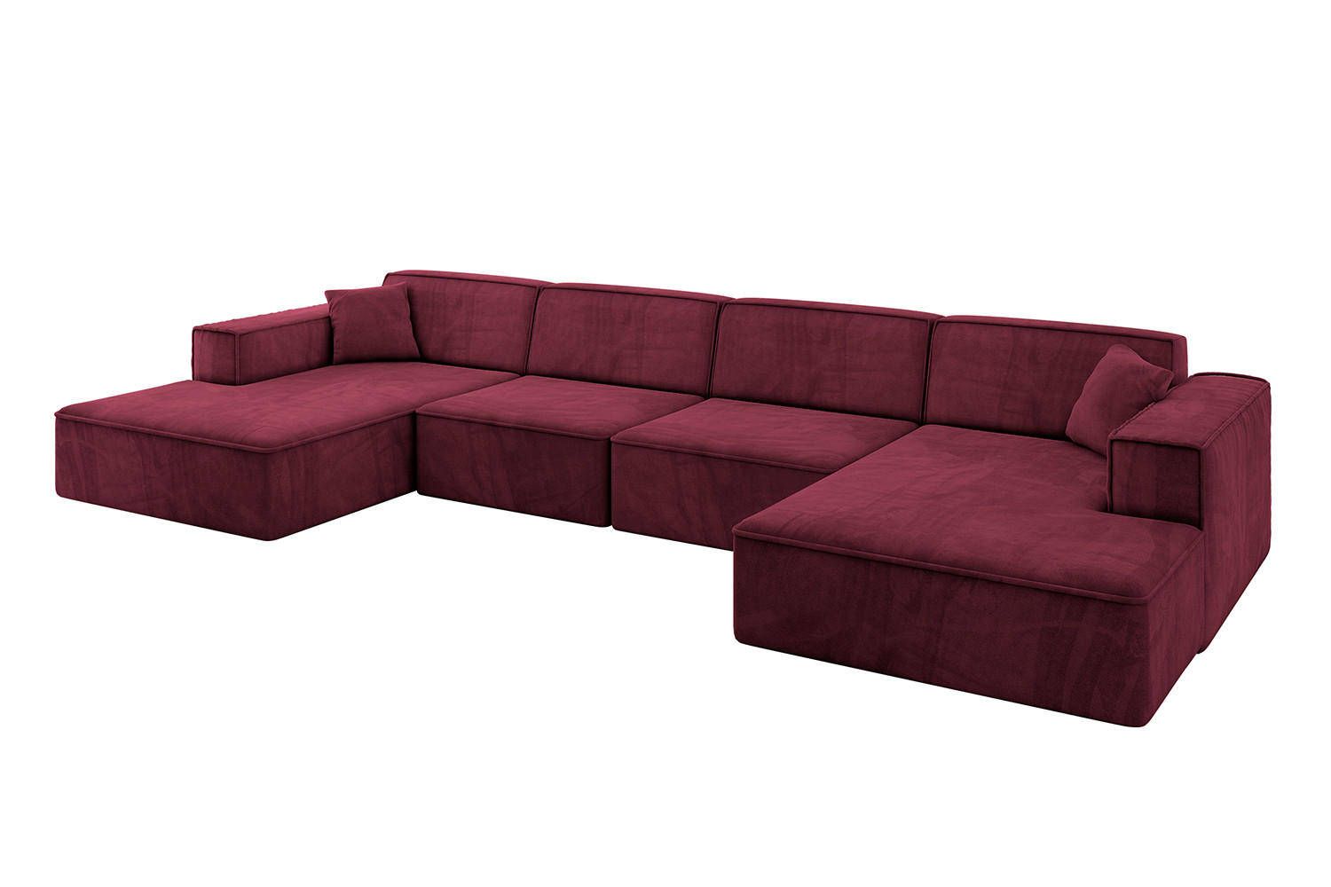 WOHNLANDSCHAFT IREA-U2-v4 - 382x165x72,5 cm Bordeauxrot - Bordeaux, Holzwerkstoff/Textil (382/72/165cm) - ALTDECOR
