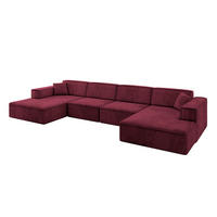 WOHNLANDSCHAFT IREA-U2-v4 - 382x165x72,5 cm Bordeauxrot - Bordeaux, Holzwerkstoff/Textil (382/72/165cm) - ALTDECOR