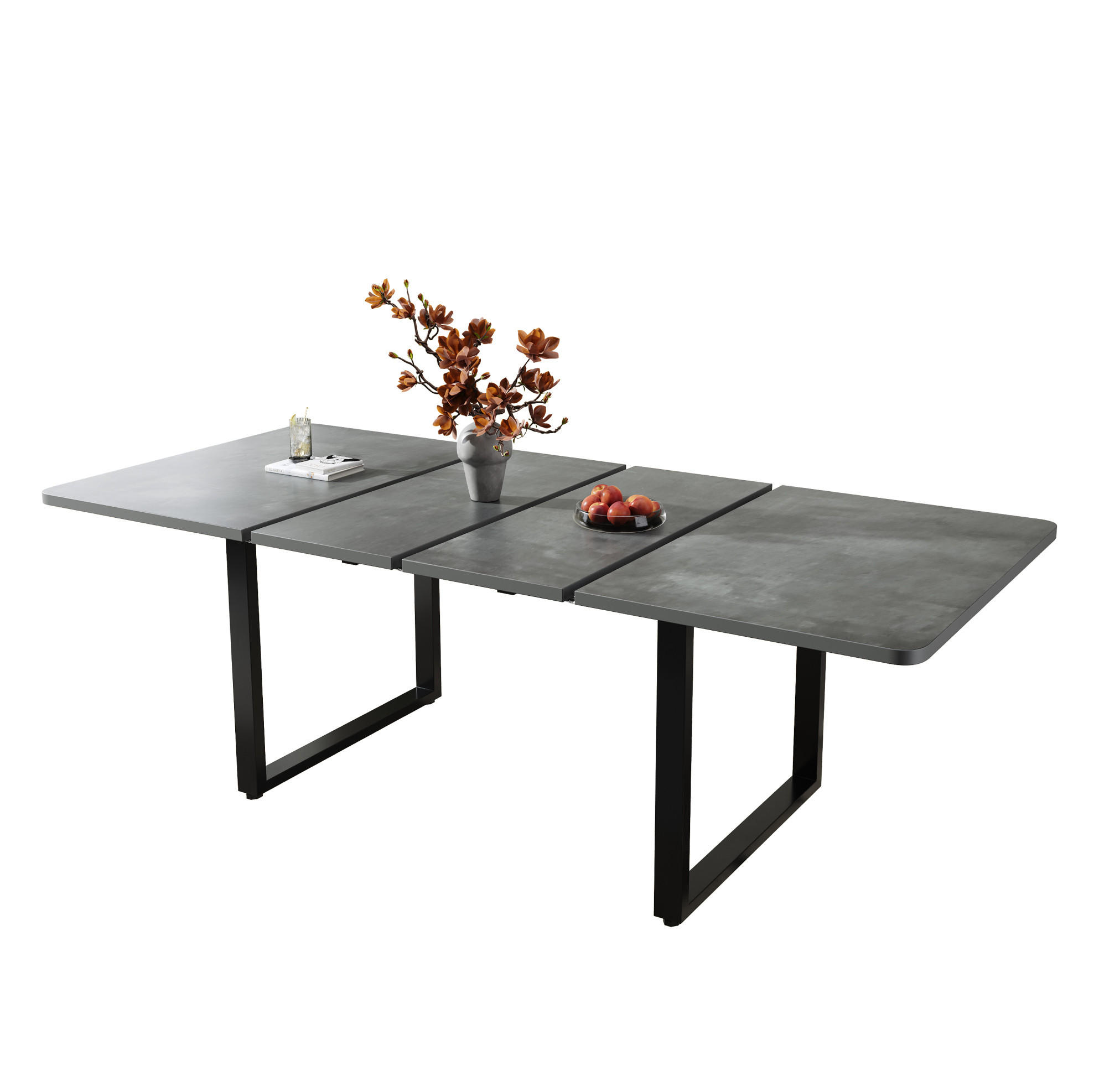 Modfu JÍDELNÍ stůl z MDF 220x90x75 cm šedý rozkládací pro 6–10 osob
