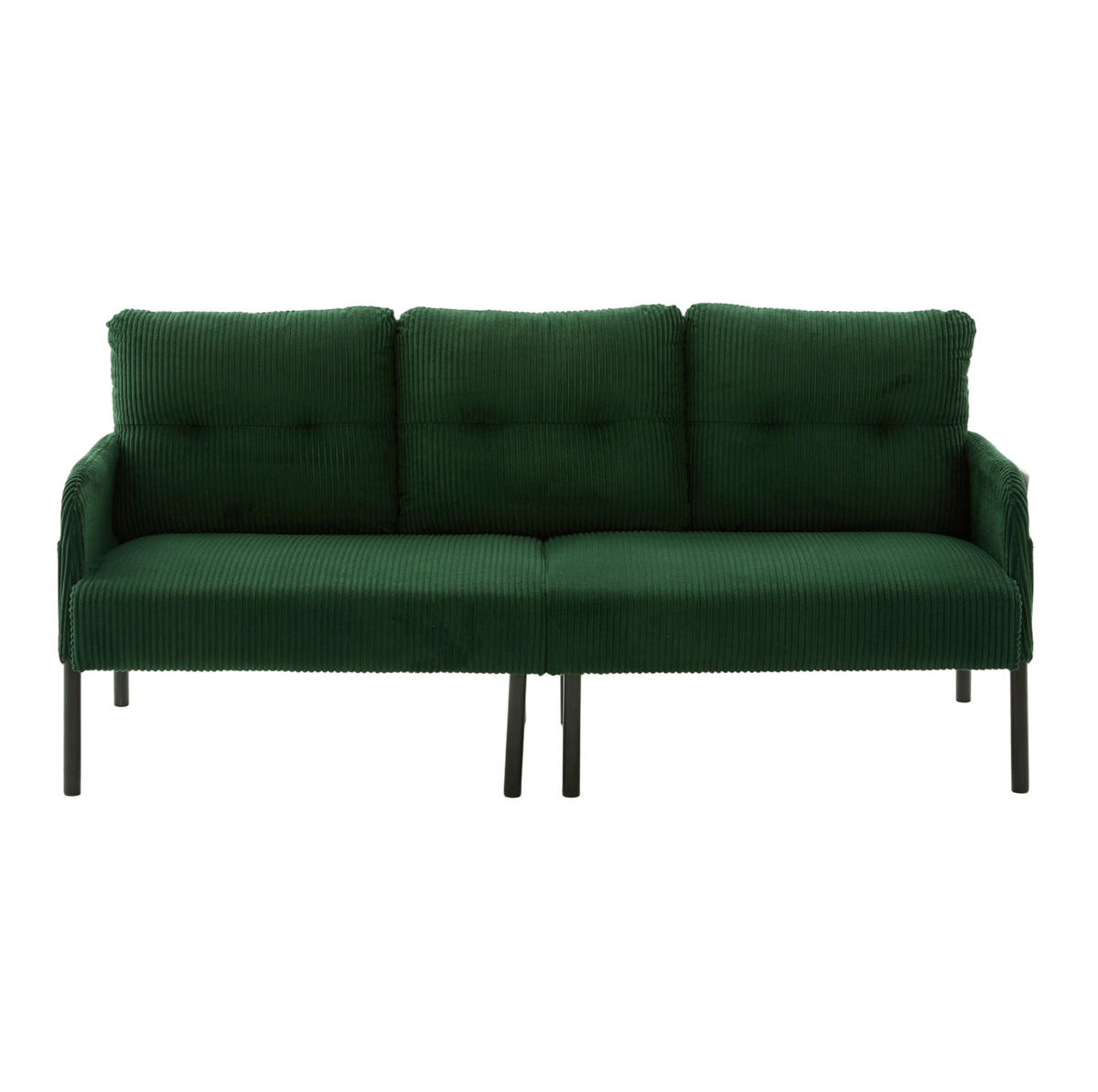SOFA 3-Sitzer mit Seitentasche ca. 171 x 72 x 80 cm Cord Emerald - Grün, Kunststoff (171/80/72cm) - Meubliv