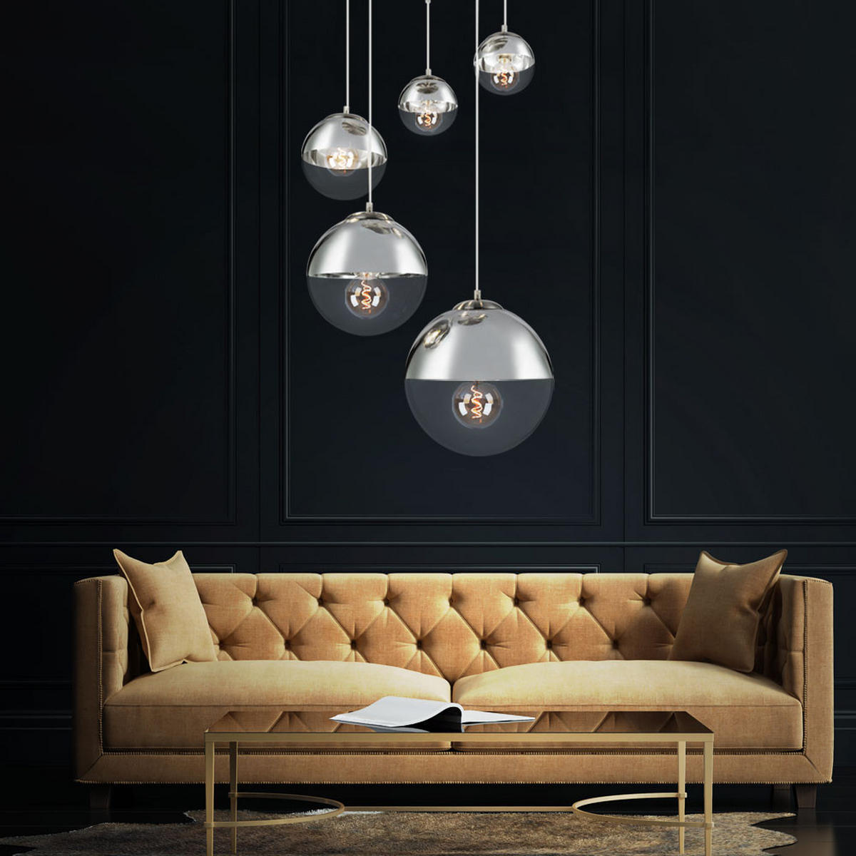 HÄNGELEUCHTE VARUS Silber Glas - Silberfarben, Glas (65/65/150cm) - Globo Lighting