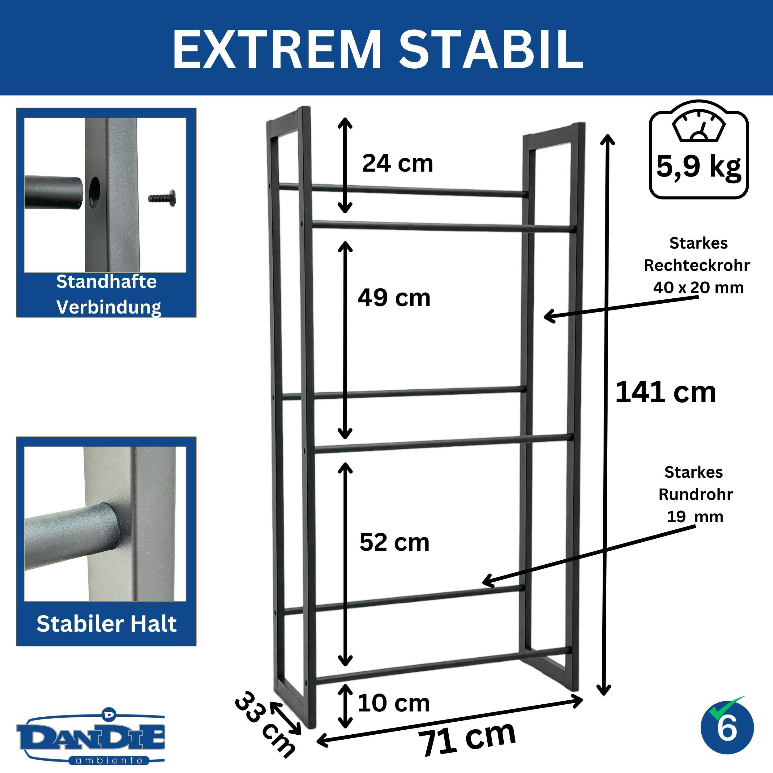 GETRÄNKEKISTENREGAL 6 Kisten Schwarz Metall 71 cm Stehend - Schwarz, Metall (71/141/31cm) - DanDiBo