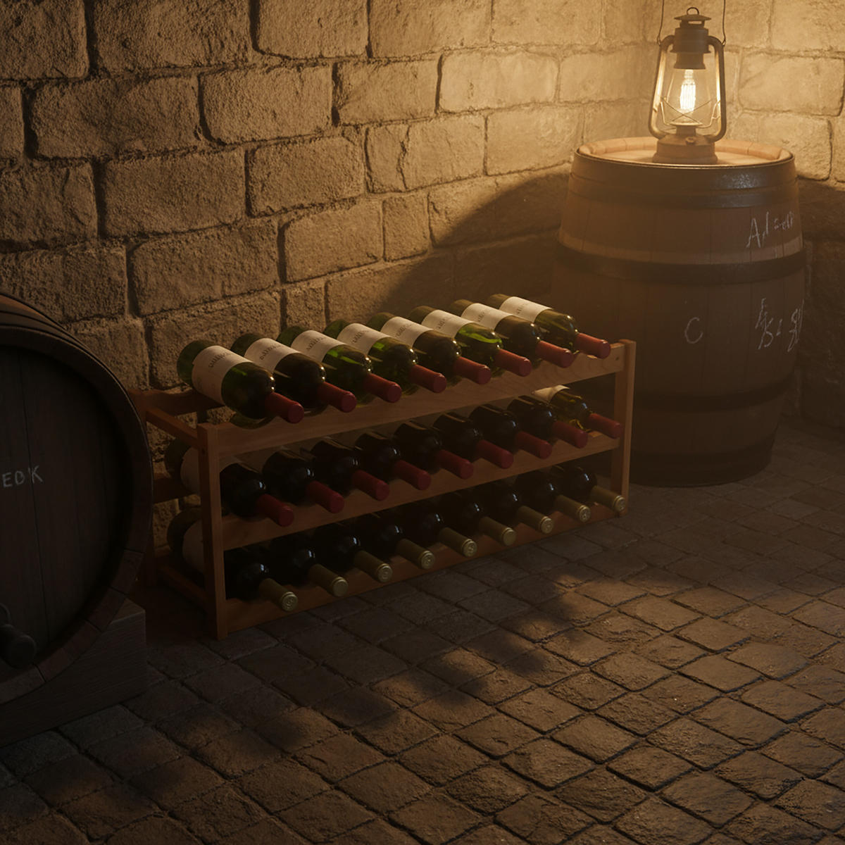 WEINREGAL - Hellbraun, Holz (78/28/21cm) - Relaxdays