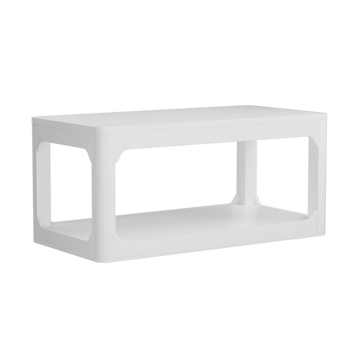 COUCHTISCH mit 2 Ablagefächern 100 x 50 x 44,5 cm Weiß MDF - Weiß, Holzwerkstoff (100/50/44.5cm) - Meubliv