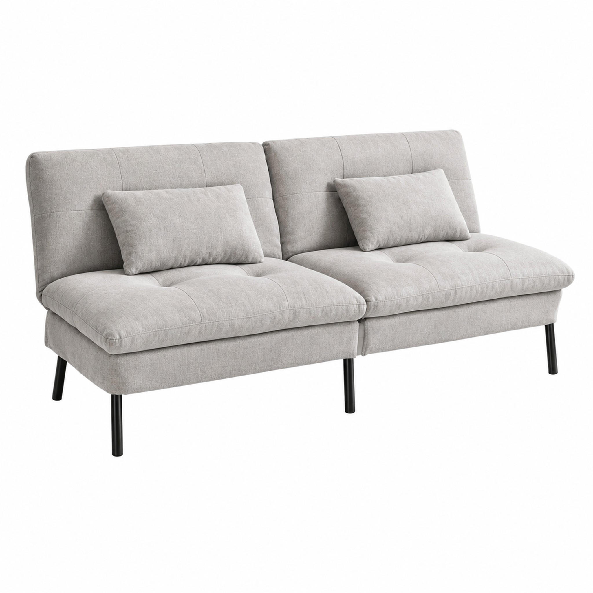 SCHLAFSOFA 2-Sitzer mit verstellbarer Rückenlehne 176 x 64 x 84 cm Hellgrau - Hellgrau, Metall (176/84/64cm) - Meubliv