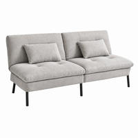 SCHLAFSOFA 2-Sitzer mit verstellbarer Rückenlehne 176 x 64 x 84 cm Hellgrau - Hellgrau, Metall (176/84/64cm) - Meubliv