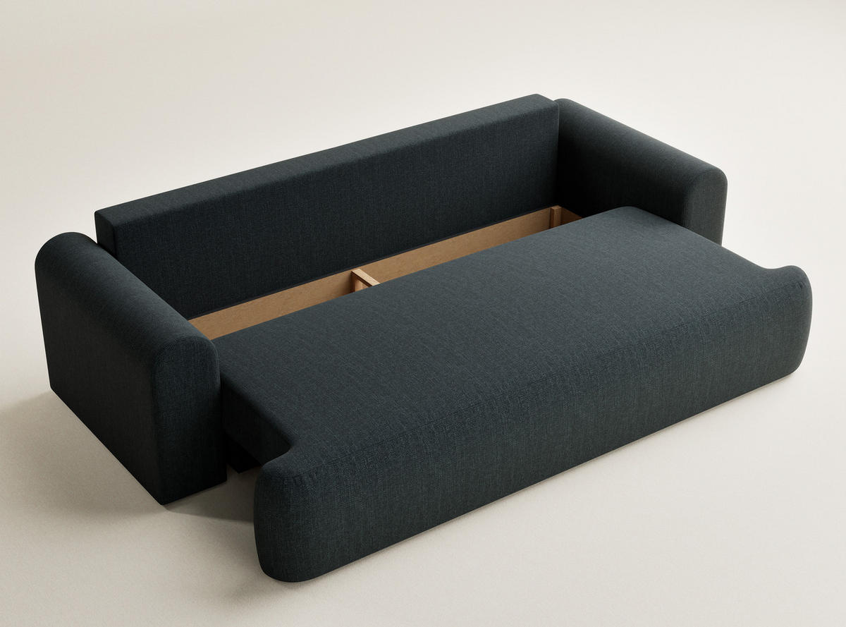 SOFA MIT SCHLAFFUNKTION Toluca Türkis Webstoff - Türkis/Schwarz, Holz/Holzwerkstoff (247/69/104cm) - Maison de Reve