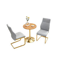 ESSGRUPPE DE-39417 3-teilig, mit 2 Stühlen und Rautenmuster Hellgrau - Grau, Metall (60/72/60cm) - ComfortXL
