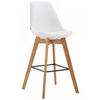 BARHOCKER Lederlook weiß - Eukalyptusholzfarben/Weiß, Holz/Textil (48/112/56cm) - CLP