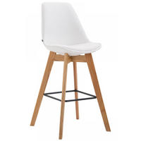 BARHOCKER Lederlook weiß - Eukalyptusholzfarben/Weiß, Holz/Textil (48/112/56cm) - CLP