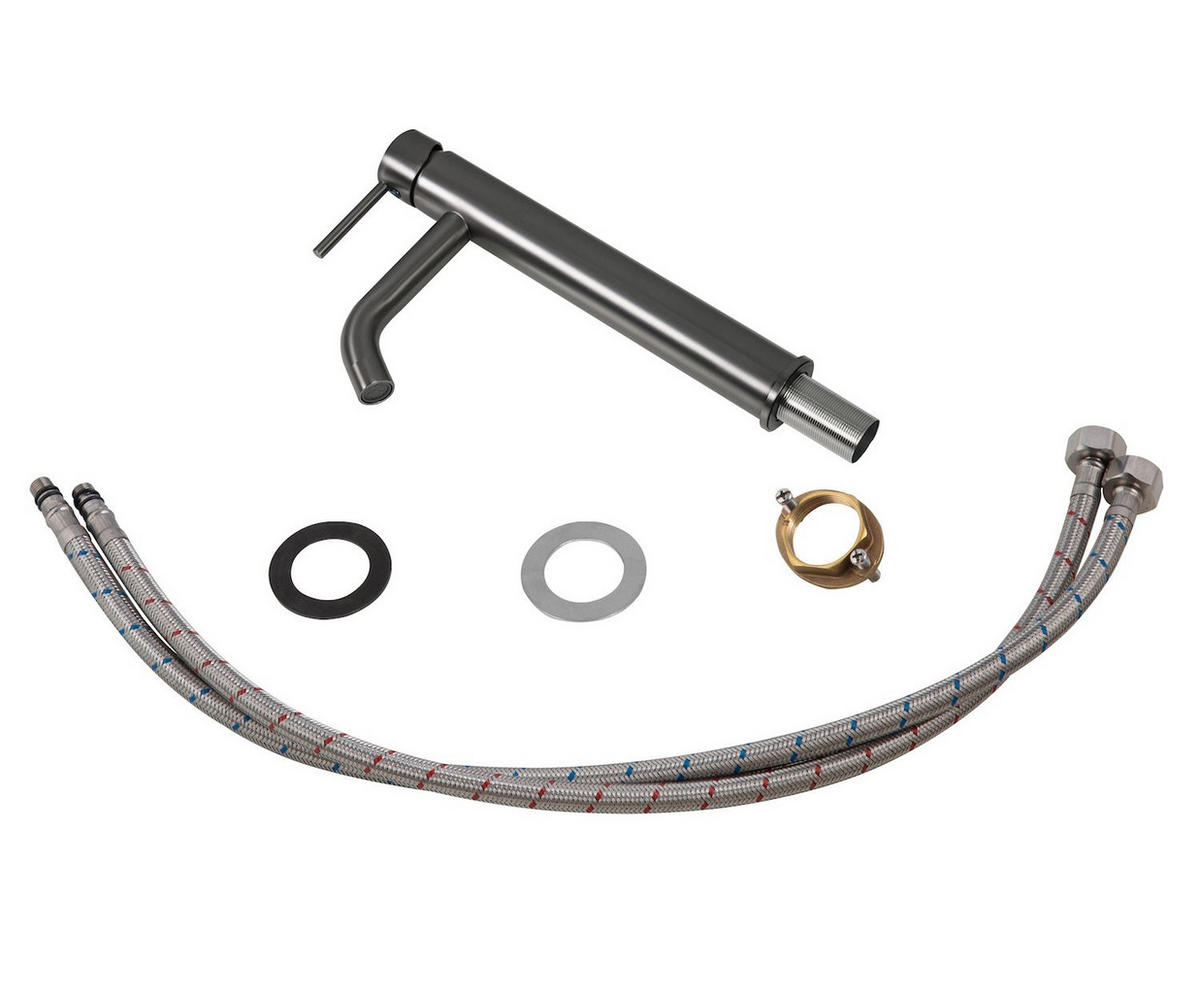 WASCHTISCHARMATUR Everest XL Grau - Grau, Metall (10/20/5cm) - Badplaats