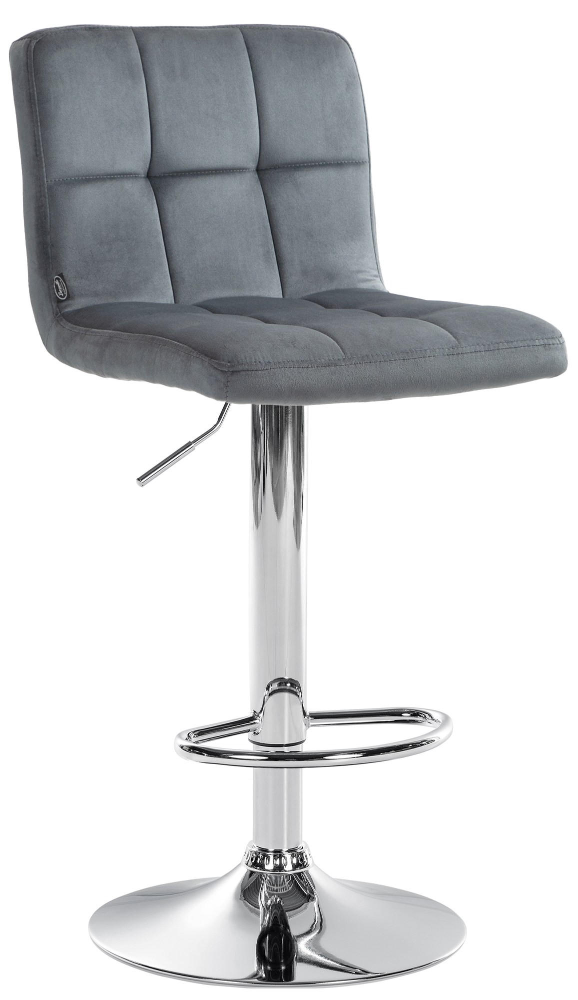 BARHOCKER Samt dunkelgrau - Chromfarben/Dunkelgrau, Textil/Metall (46/94/47cm) - CLP