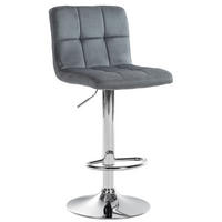 BARHOCKER Samt dunkelgrau - Chromfarben/Dunkelgrau, Textil/Metall (46/94/47cm) - CLP