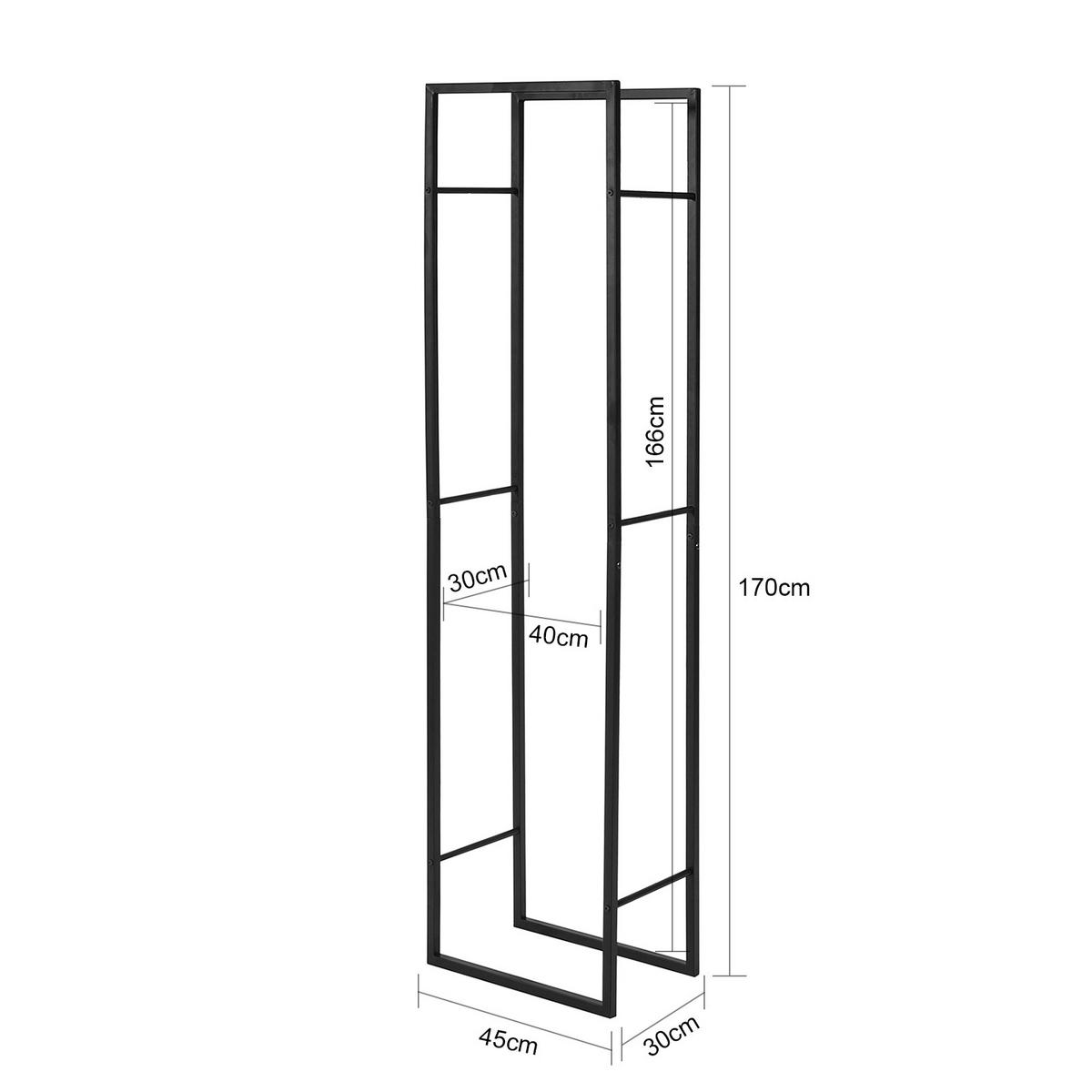 KAMINHOLZREGAL - Schwarz, Metall (45/170/30cm) - SoBuy