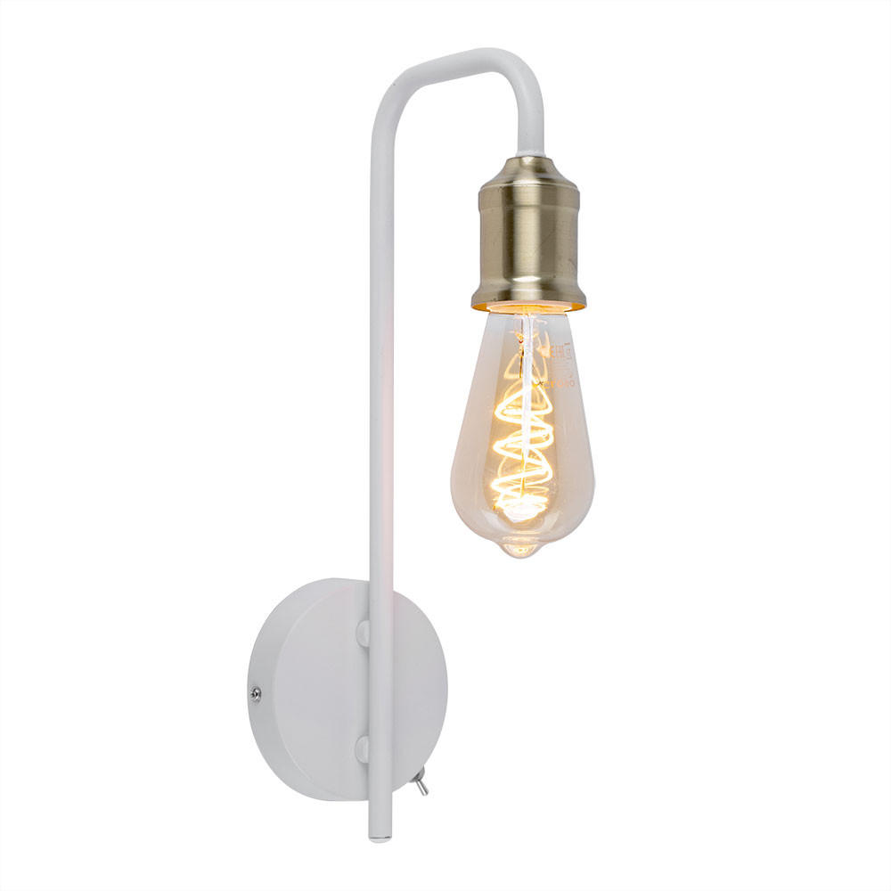 LED WANDLEUCHTE Messing Weiß FLORIDA - Weiß, Metall (10.5/36/16.5cm) - Globo Lighting