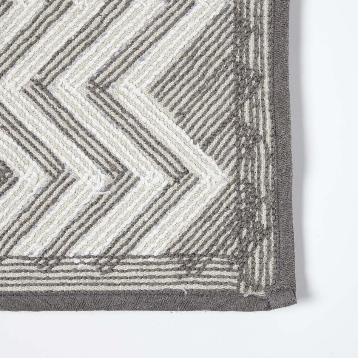 BADEMATTE 50/80 cm Chevron, Baumwolle - Grau, Textil (50/80cm) - Homescapes